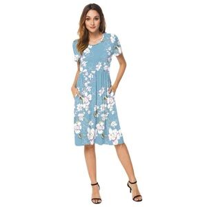 Boutique DB Moon Floral Blue Dress NWOT